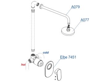 Wasserkraft A12777 Встраиваемый комплект для душа с верхней душевой насадкой